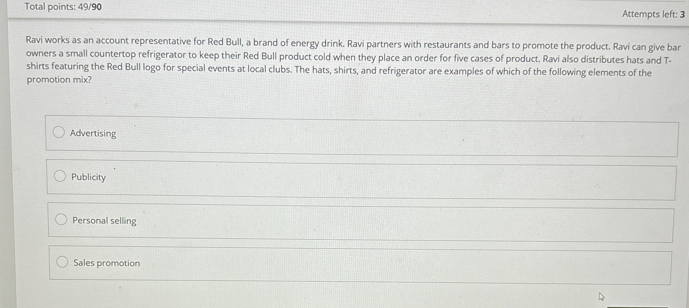  Total points: 49/90 Attempts left: 3 Ravi works as an account