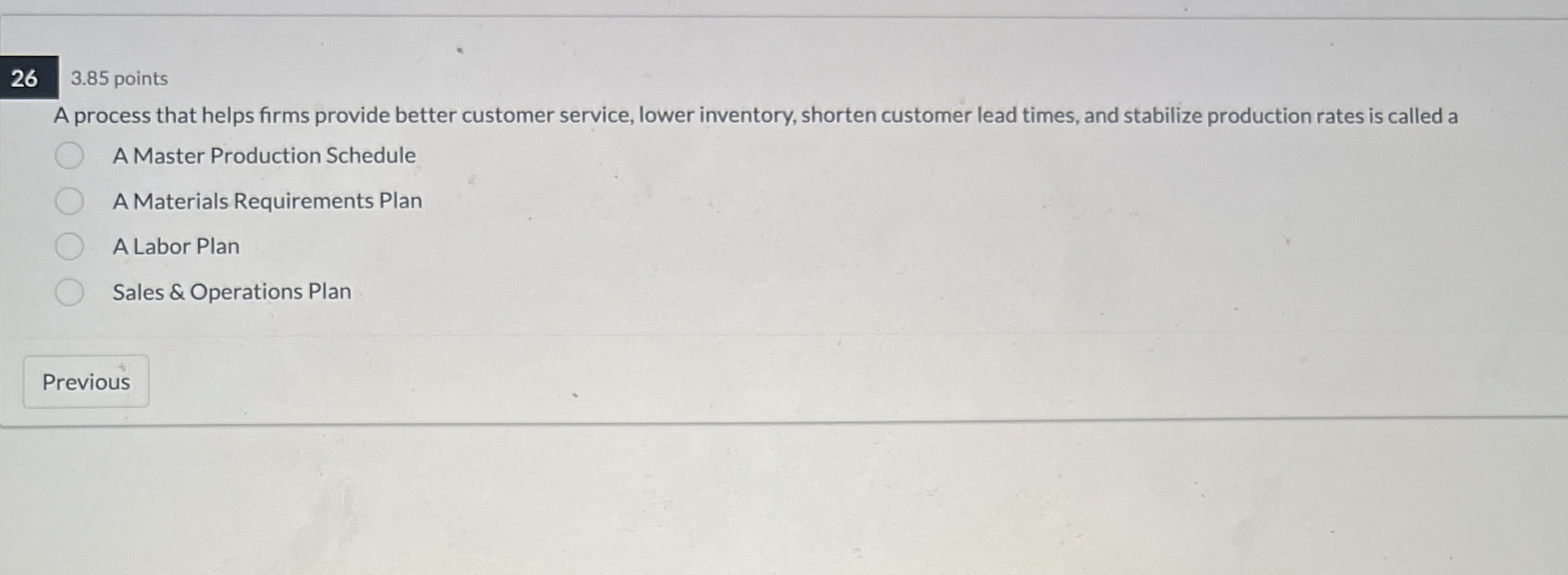  3.85 points A process that helps firms provide better customer service,