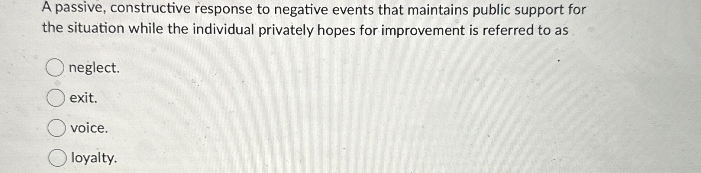  A passive, constructive response to negative events that maintains public support