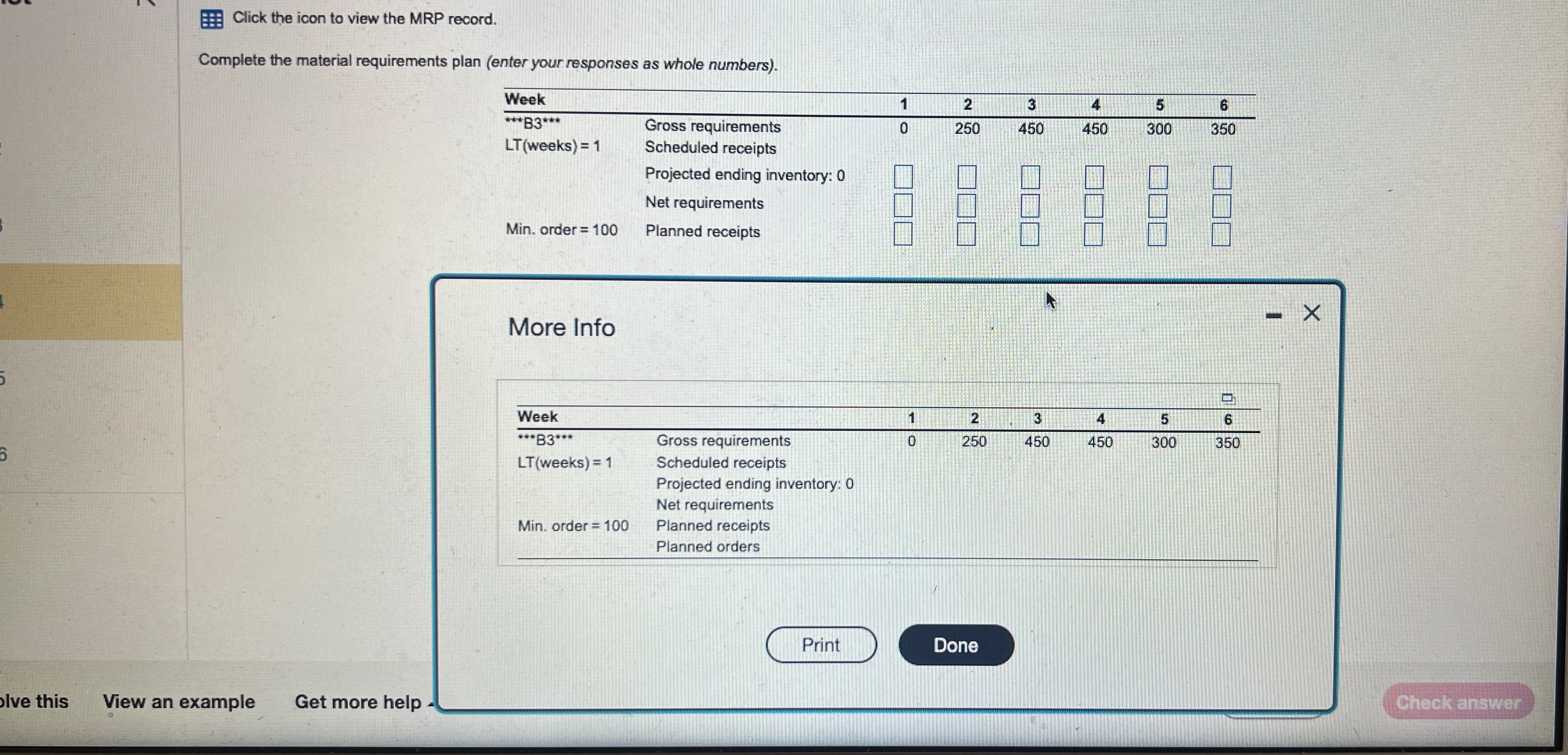  Click the icon to view the MRP record. Complete the material