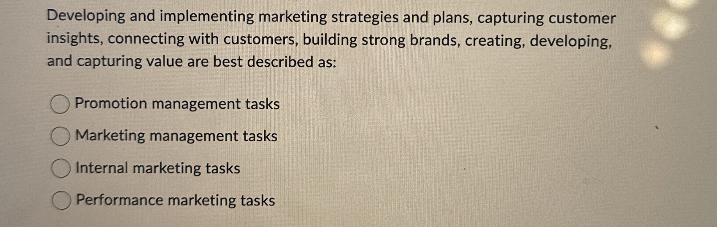  Developing and implementing marketing strategies and plans, capturing customer insights, connecting