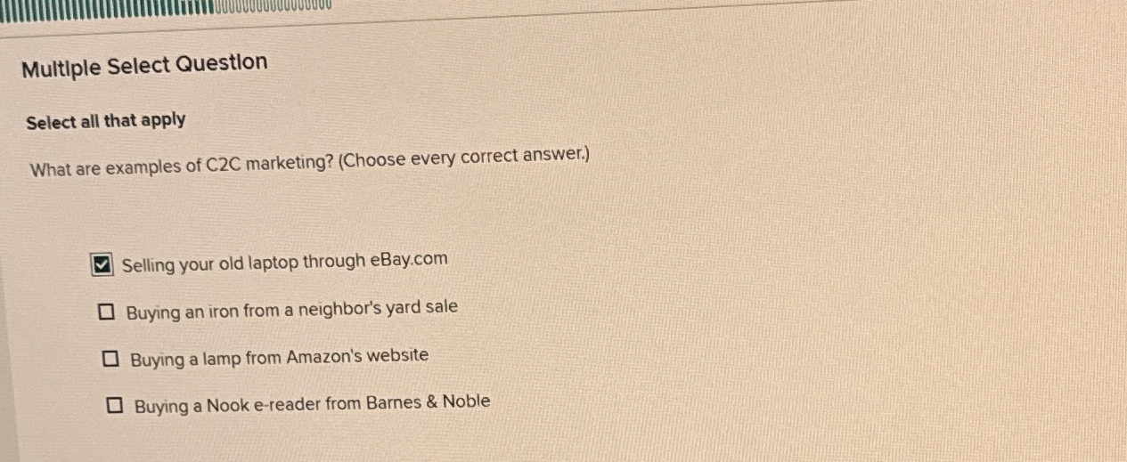  Multiple Select Questlon Select all that apply What are examples of