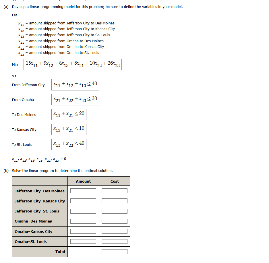  Consider the following network representation of a transportation problem. 40 30