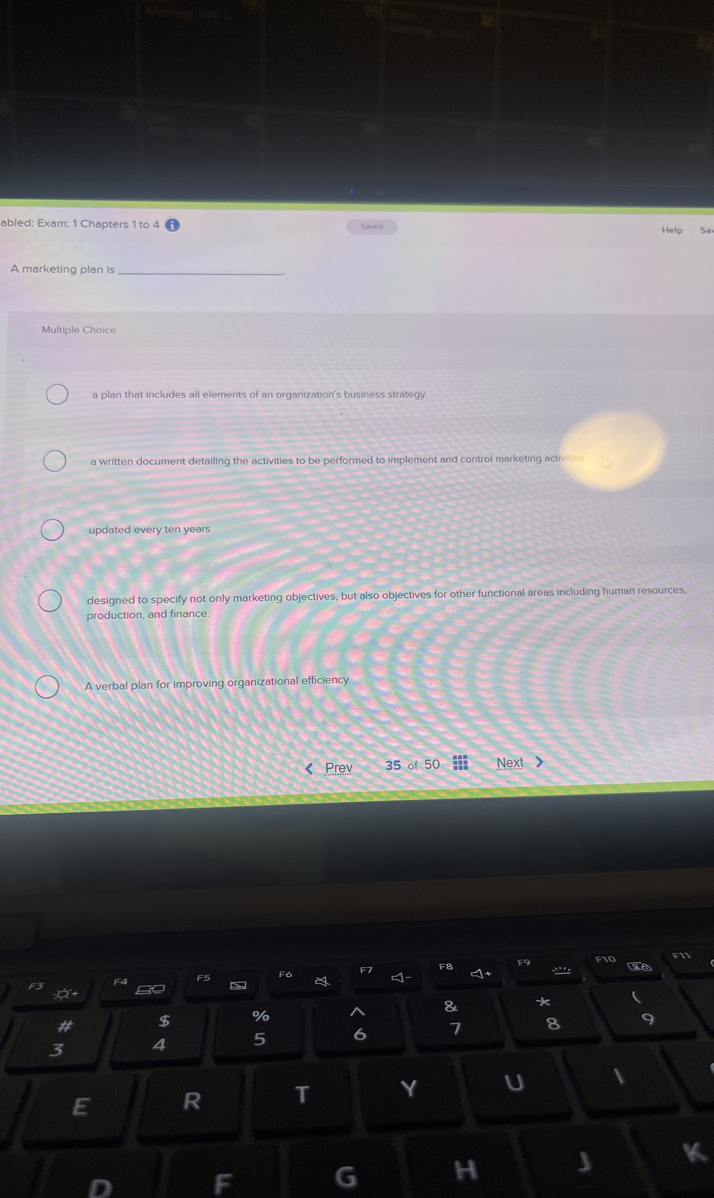  A marketing plan is Multiple Choice a plan that includes all