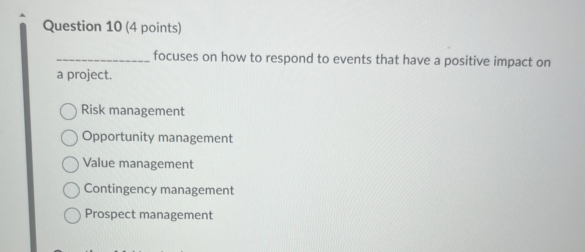  Question 10(4 points) focuses on how to respond to events that