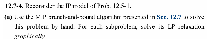  12.7-4. Reconsider the IP model of Prob. 12.5-1. (a) Use the