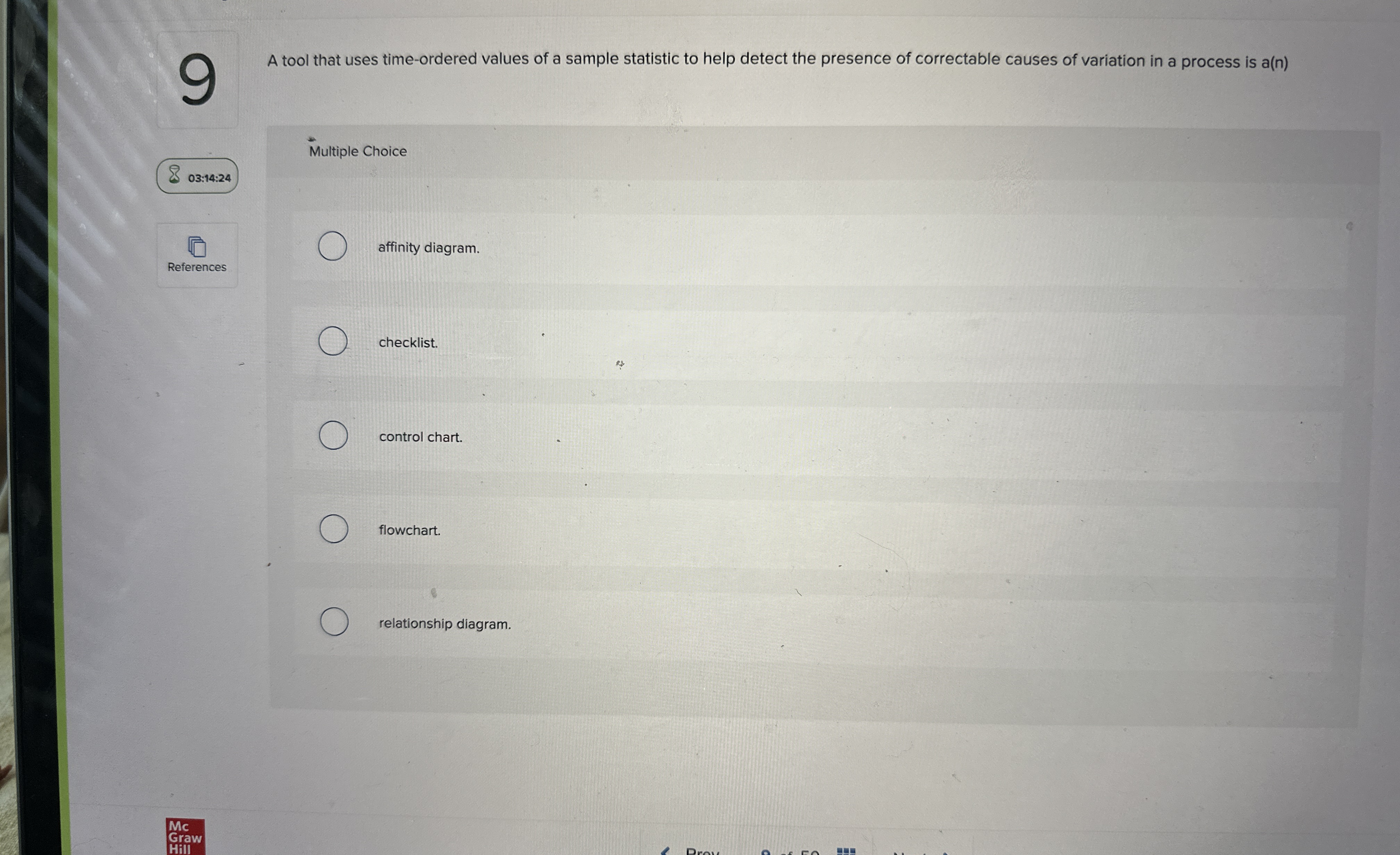  0 A tool that uses time-ordered values of a sample statistic