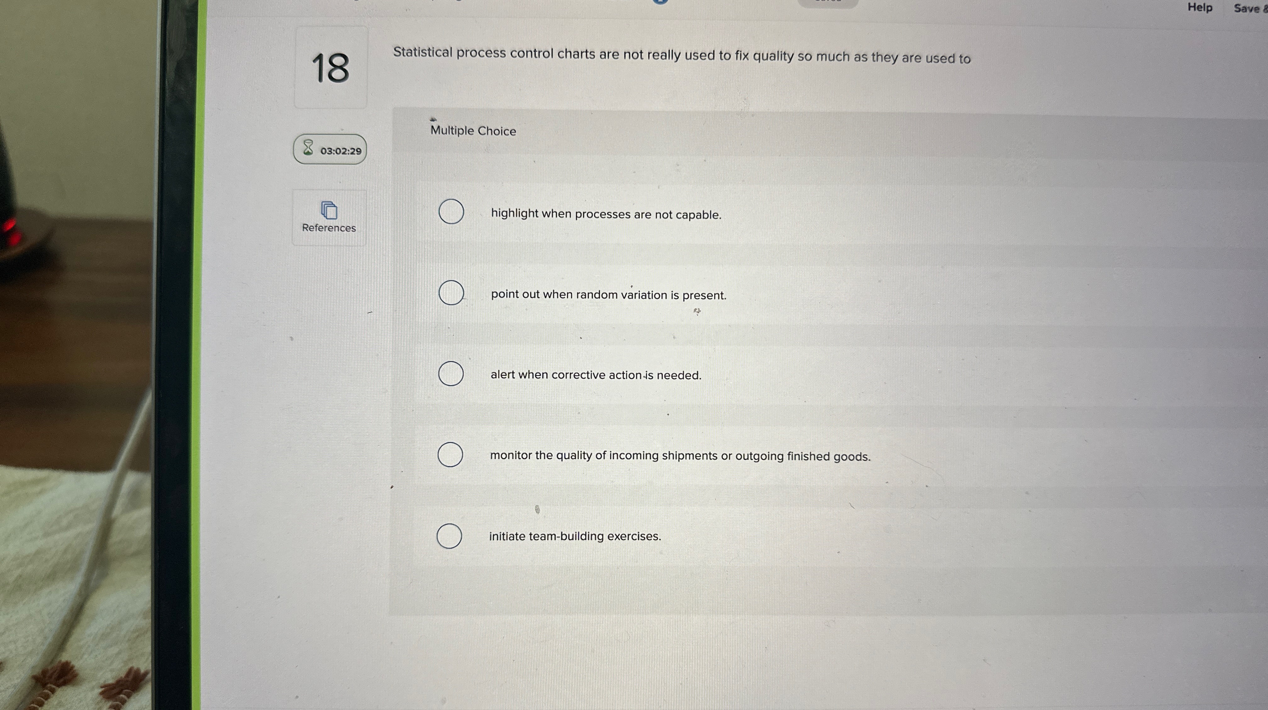  Help Save 8 Statistical process control charts are not really used