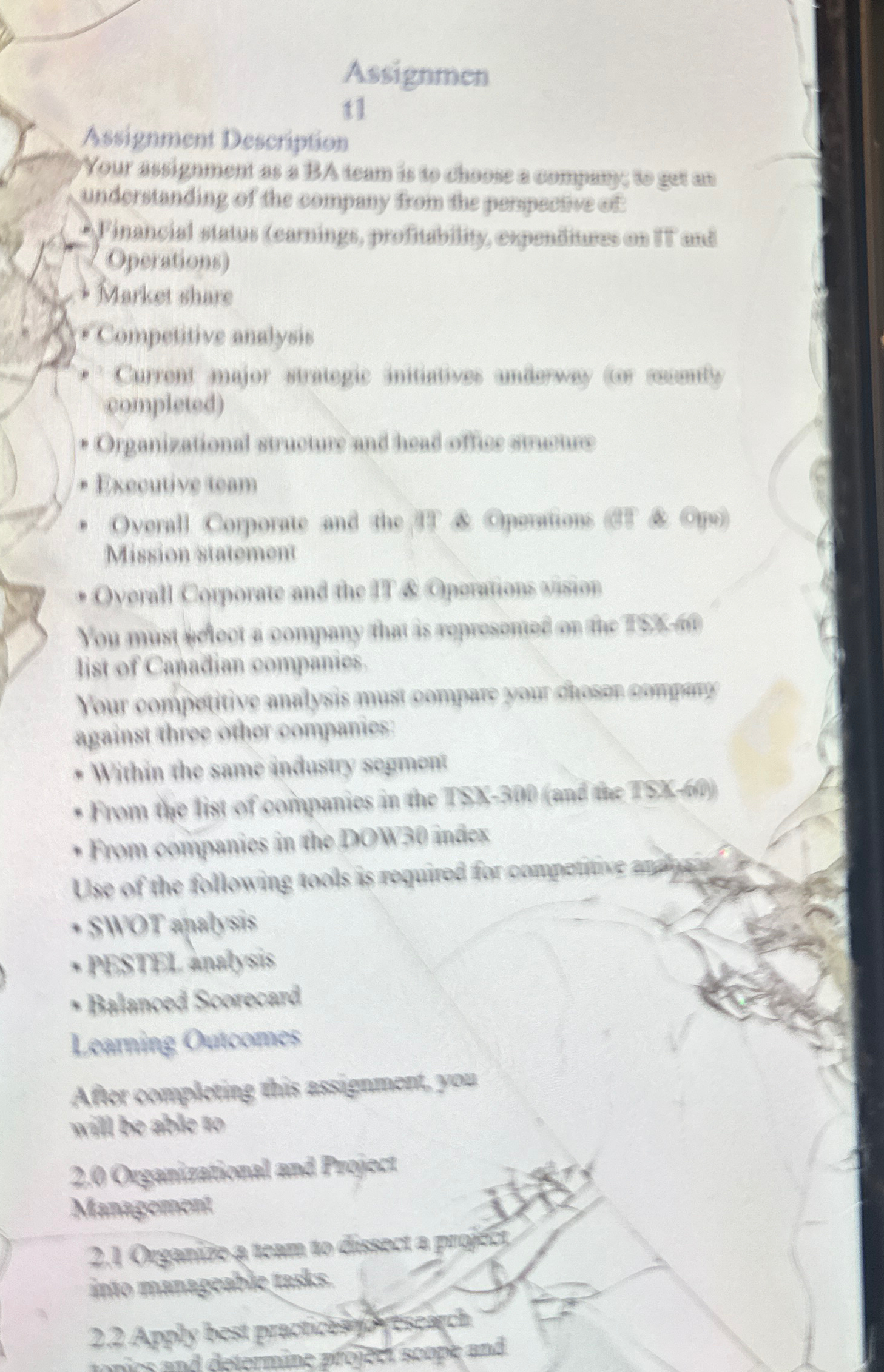  Assignmen 11 Assignment Description Your assignment as a BA ieam is