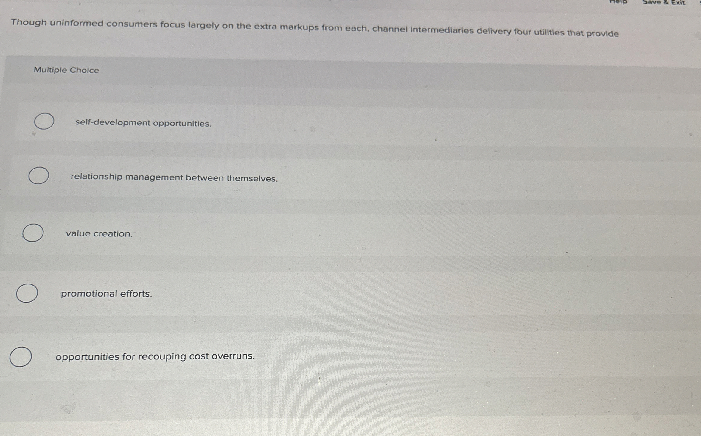  Save & Exit Though uninformed consumers focus largely on the extra