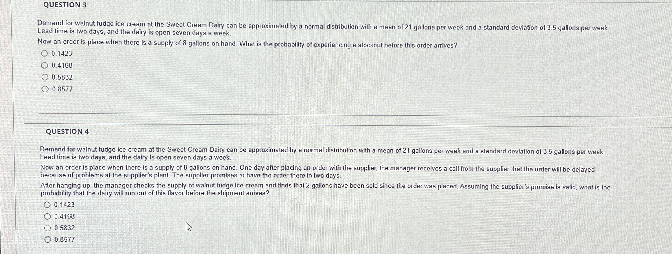  ONLY PROBLEM 4 PLEASE QUESTION 4 Demand for walnut fudge ice