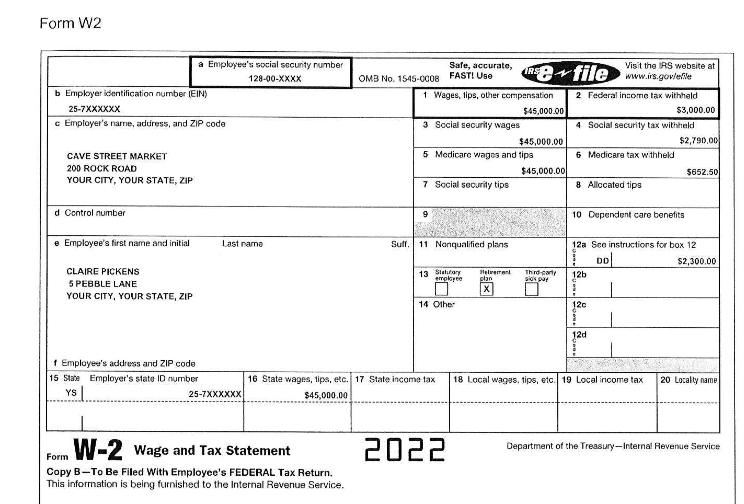 the following items relative to their 2022 Form 104i]. if the amount