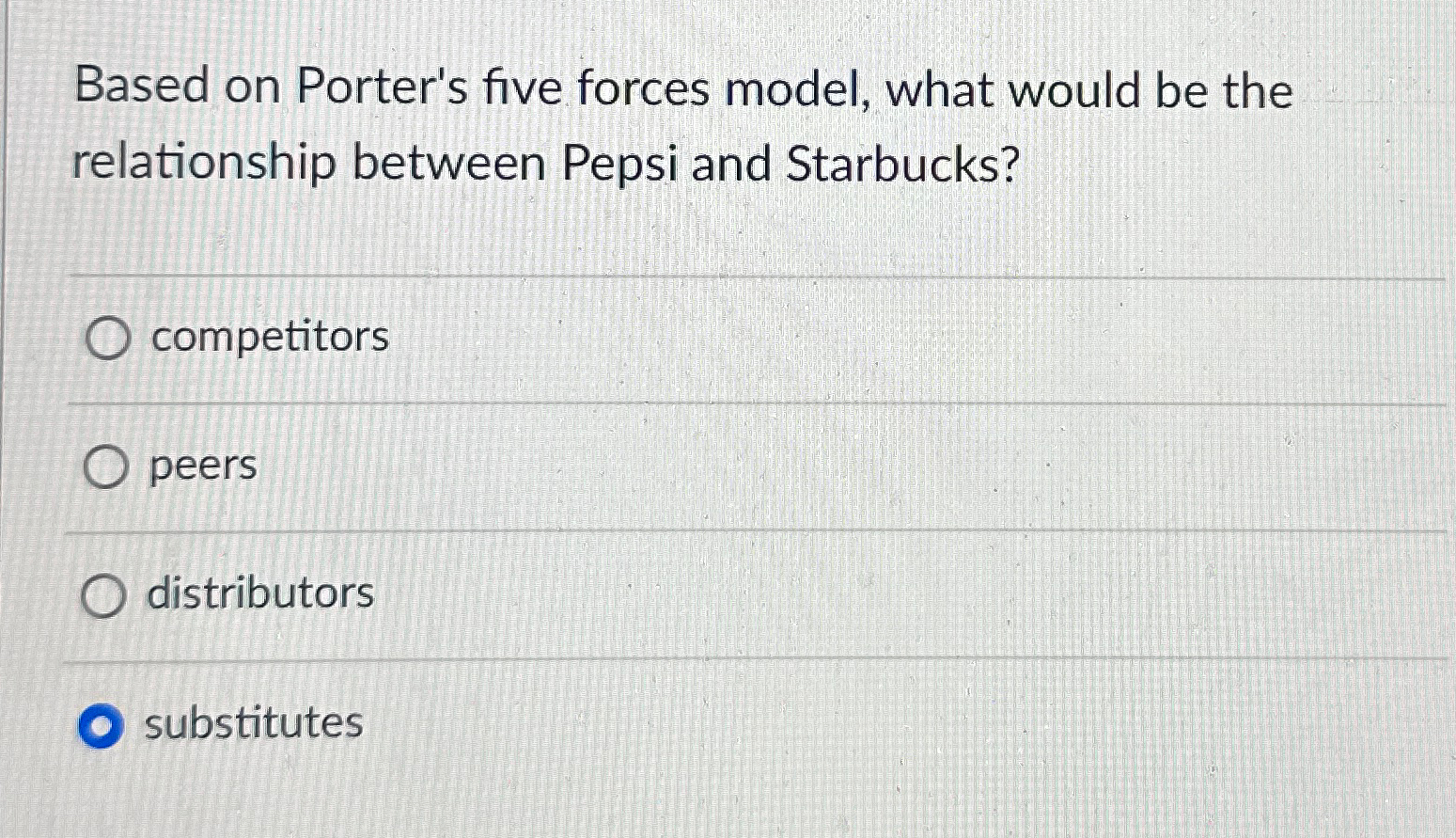  Based on Porter's five forces model, what would be the relationship