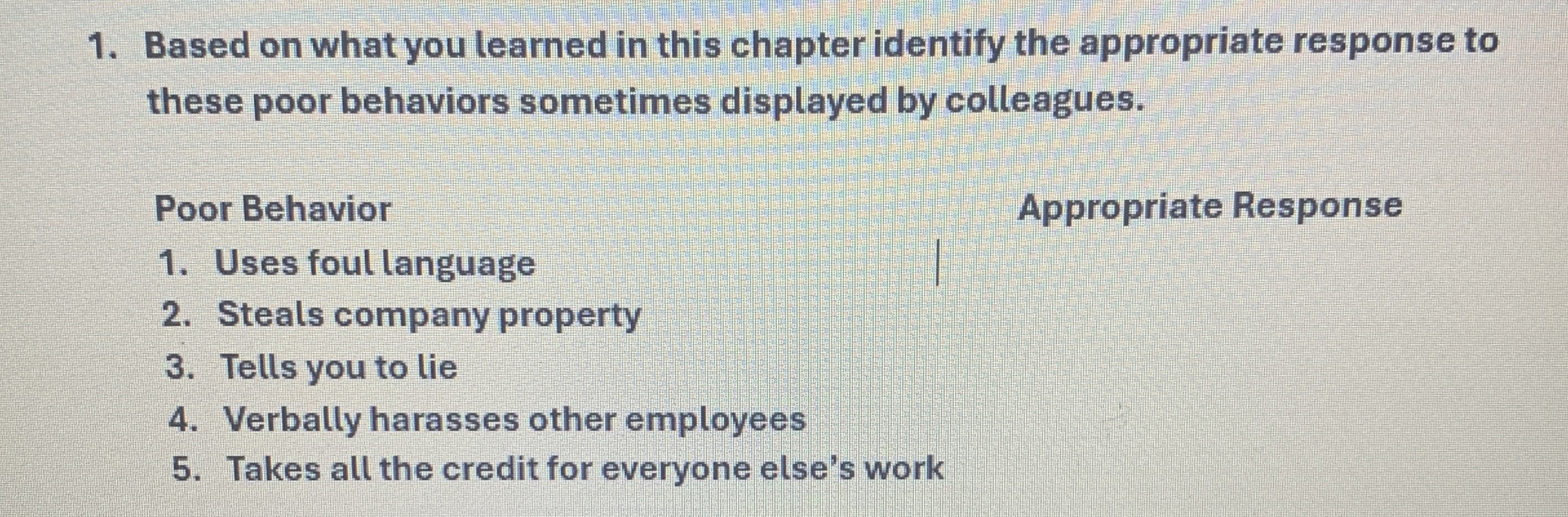  Based on what you learned in this chapter identify the appropriate