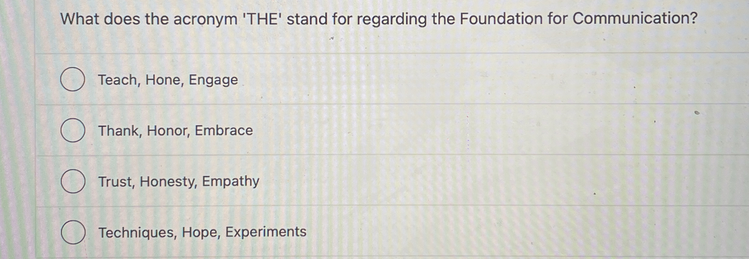  What does the acronym 'THE' stand for regarding the Foundation for