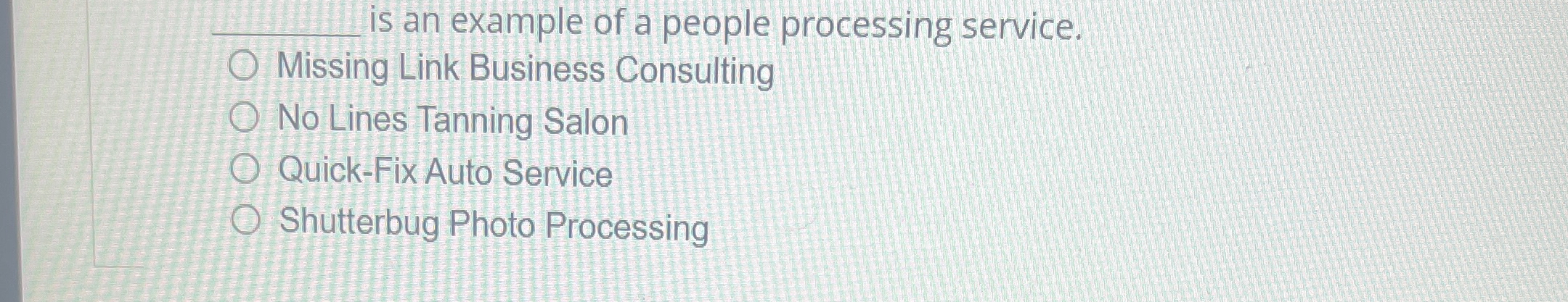  is an example of a people processing service. Missing Link Business