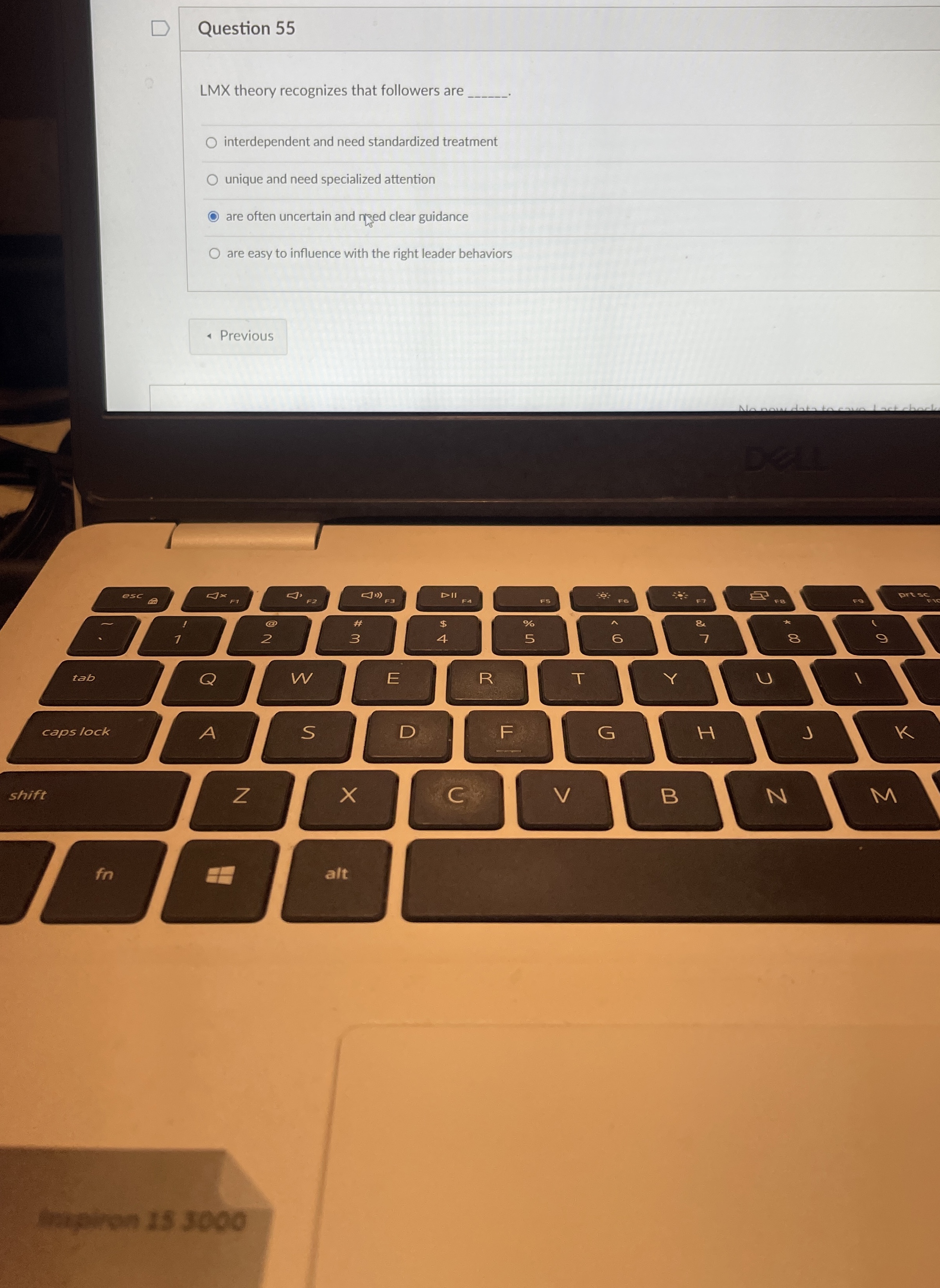  Question 55 LMX theory recognizes that followers are interdependent and need