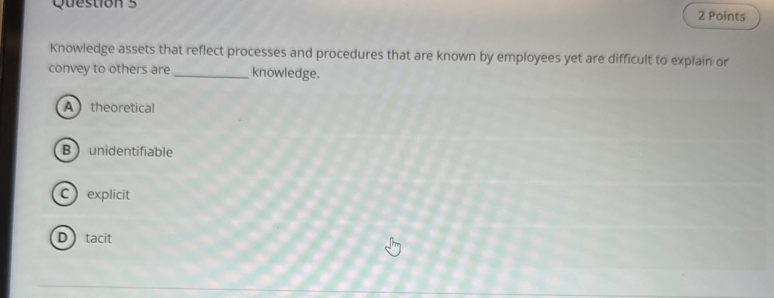  Knowledge assets that reflect processes and procedures that are known by