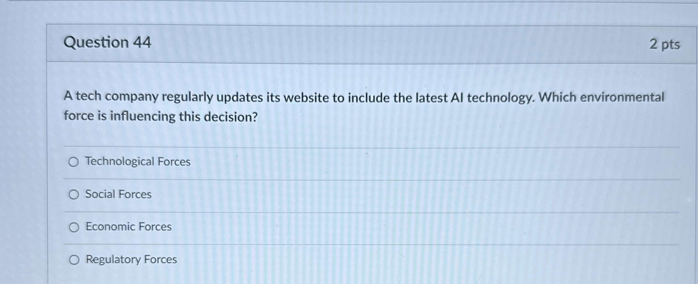  Question 44 2 pts A tech company regularly updates its website