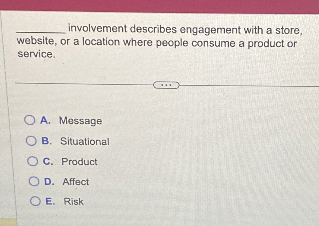  involvement describes engagement with a store, website, or a location where