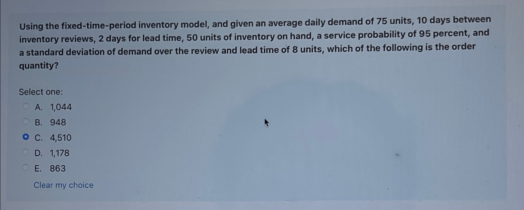  Using the fixed-time-period inventory model, and given an average daily demand