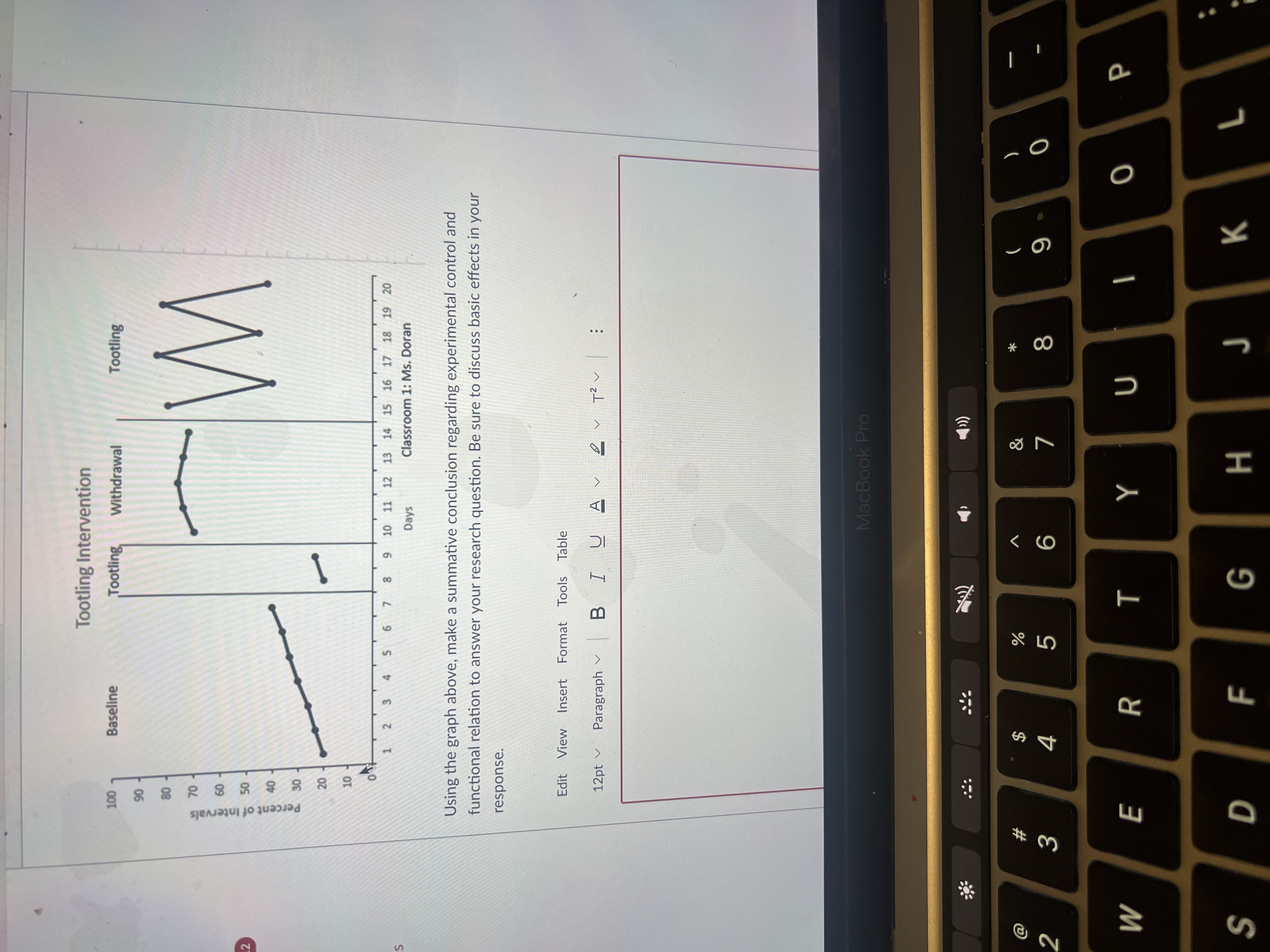 Discuss basic effect Tootling Intervention 100 Baseline Tootling Withdrawal Tootling 90 80