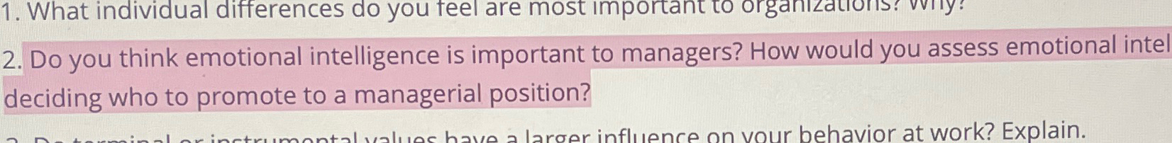 Do you think emotional intelligence is important to managers? How would