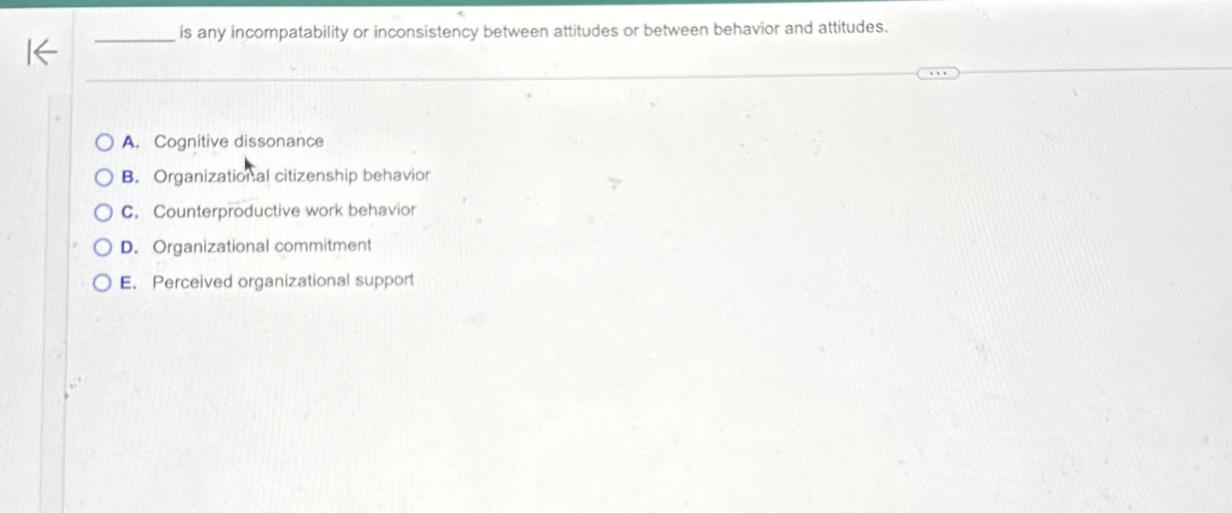  is any incompatability or inconsistency between attitudes or between behavior and