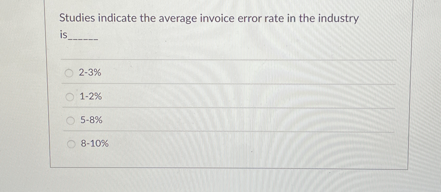  Studies indicate the average invoice error rate in the industry is