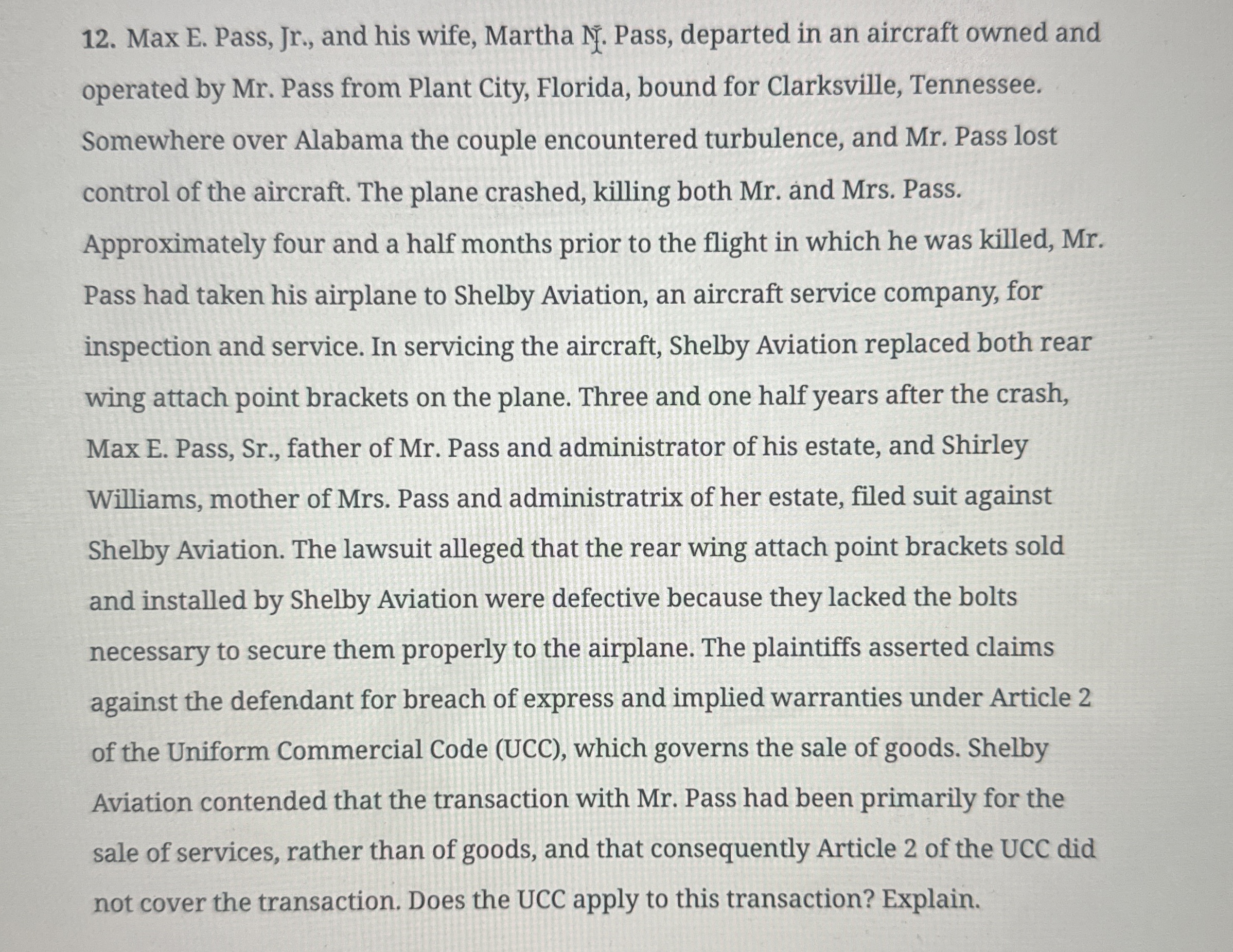  Max E. Pass, Jr., and his wife, Martha NF. Pass, departed