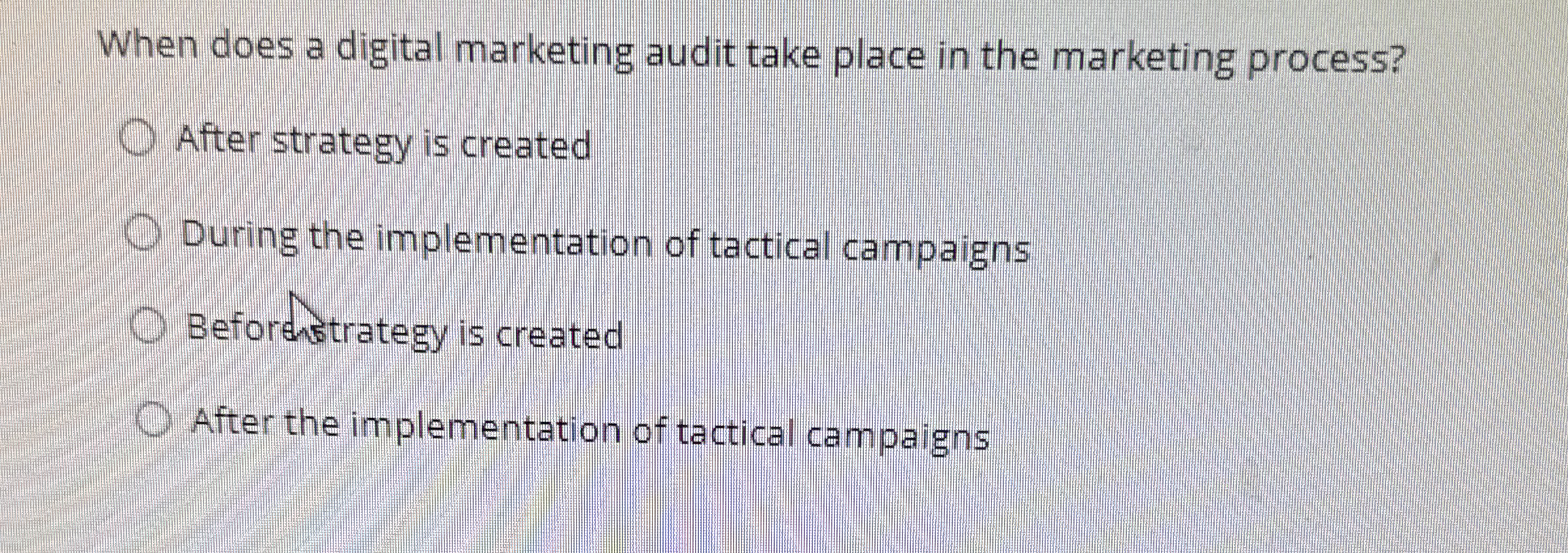  When does a digital marketing audit take place in the marketing