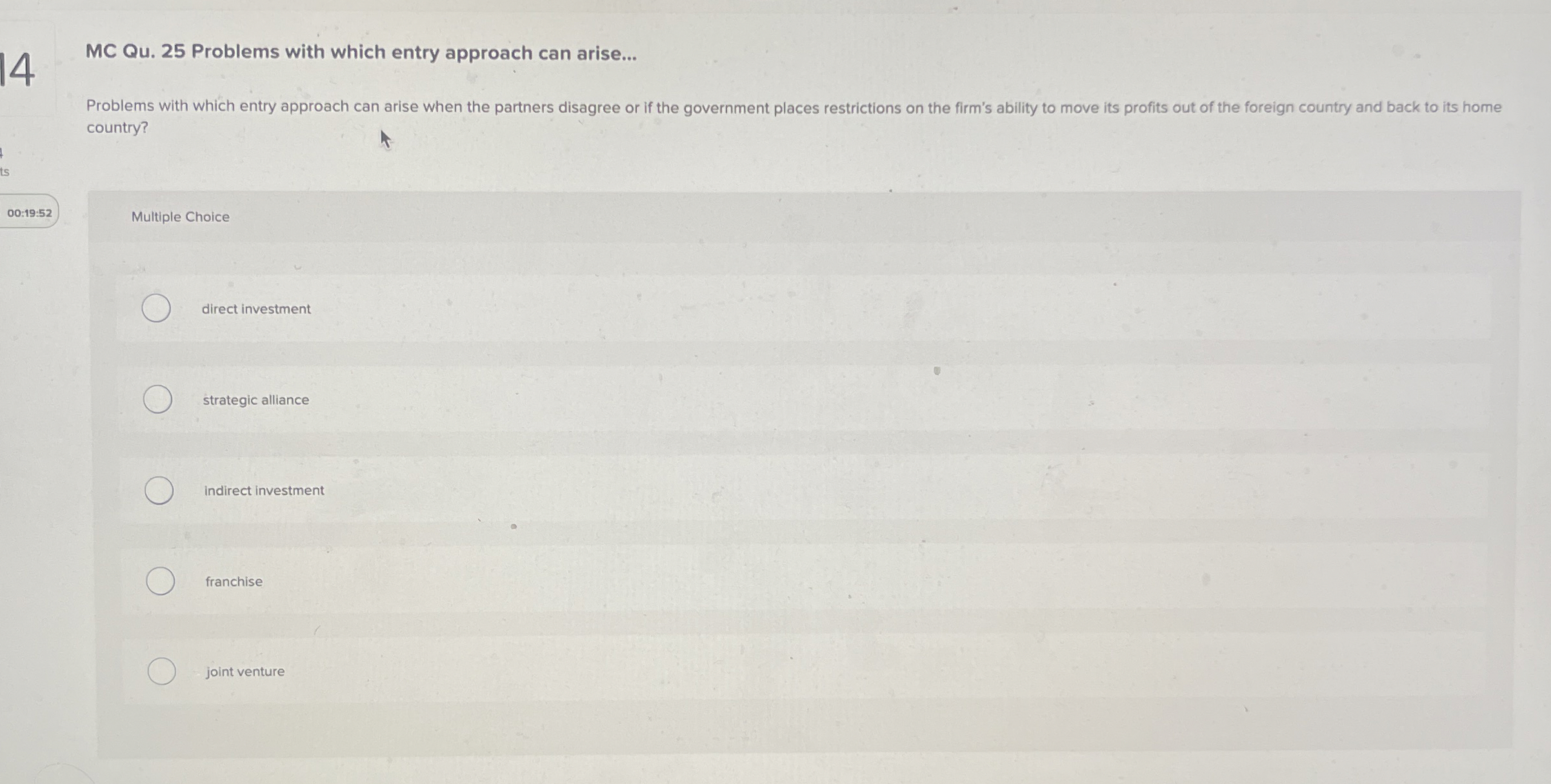  14 MC Qu.25 Problems with which entry approach can arise... Problems