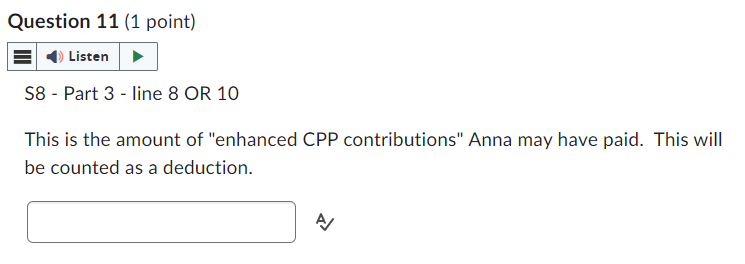 Question 11 (1 point) Listen S8 - Part 3 - line