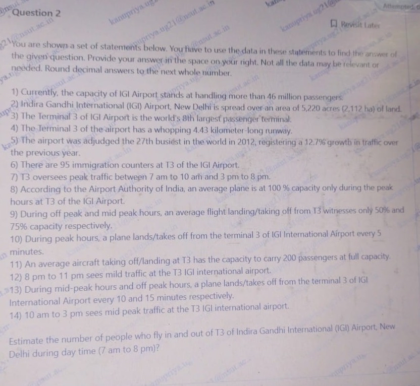  Question 2 Attennted: Revisit Later You are shown a set of