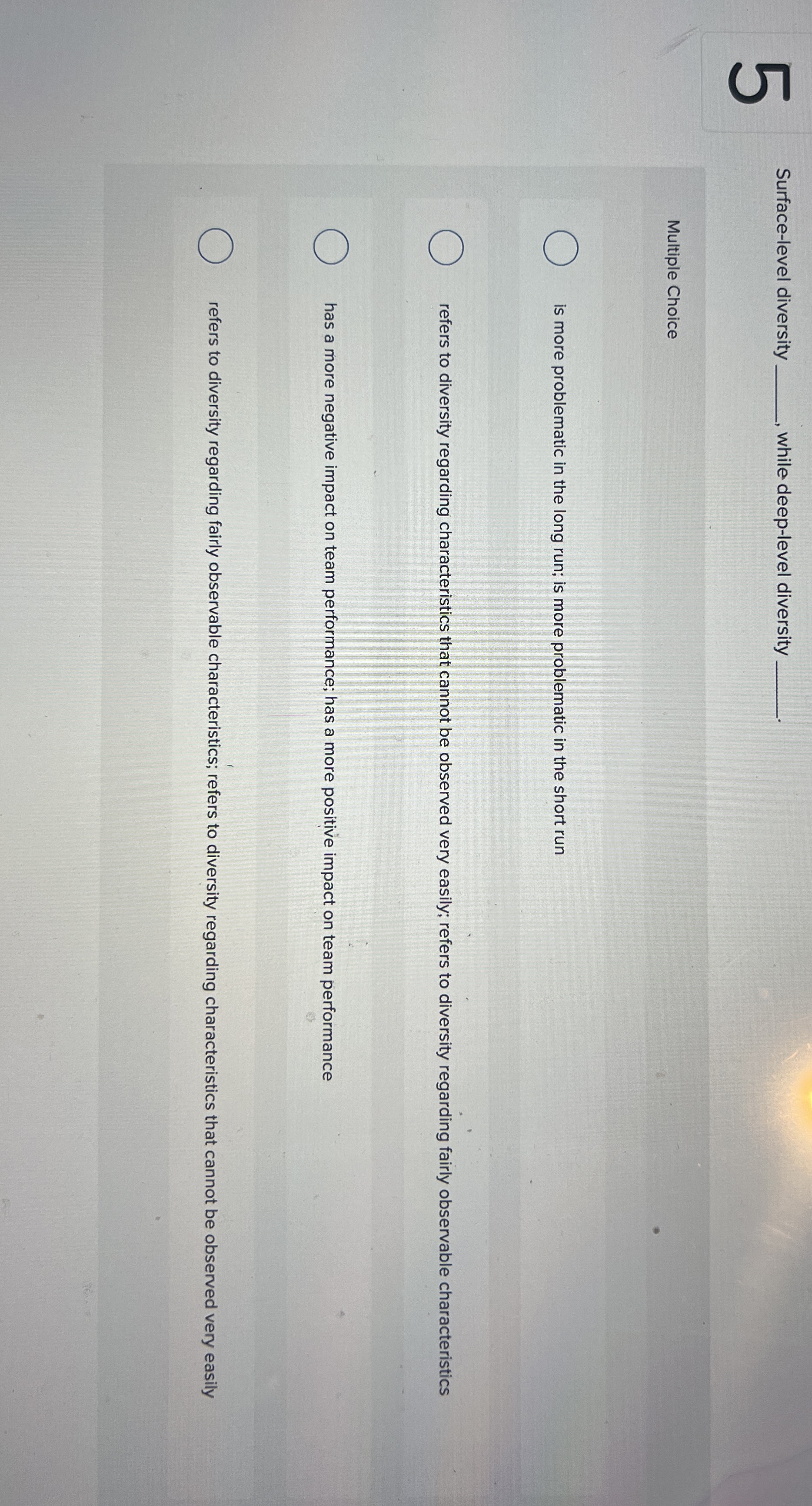  Surface-level diversity while deep-level diversity q, Multiple Choice is more problematic
