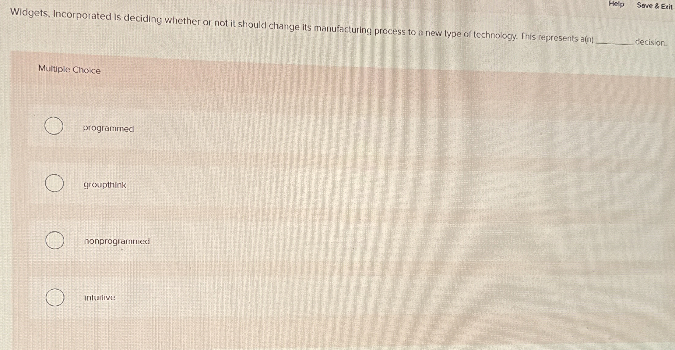  Widgets, Incorporated is deciding whether or not it should change its