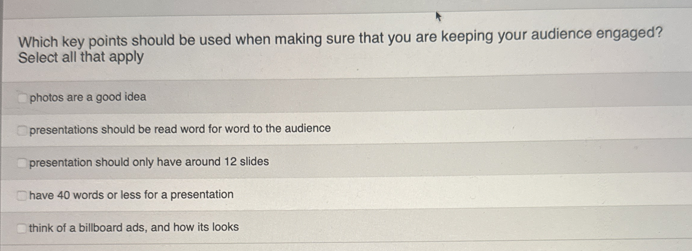  Which key points should be used when making sure that you