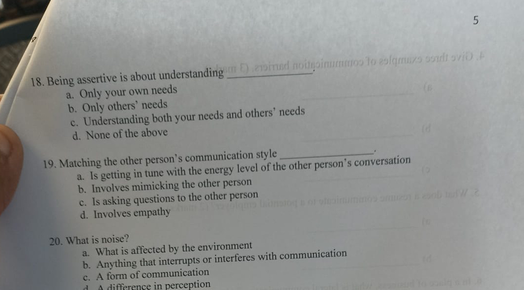  Being assertive is about understanding q, a. Only your own needs