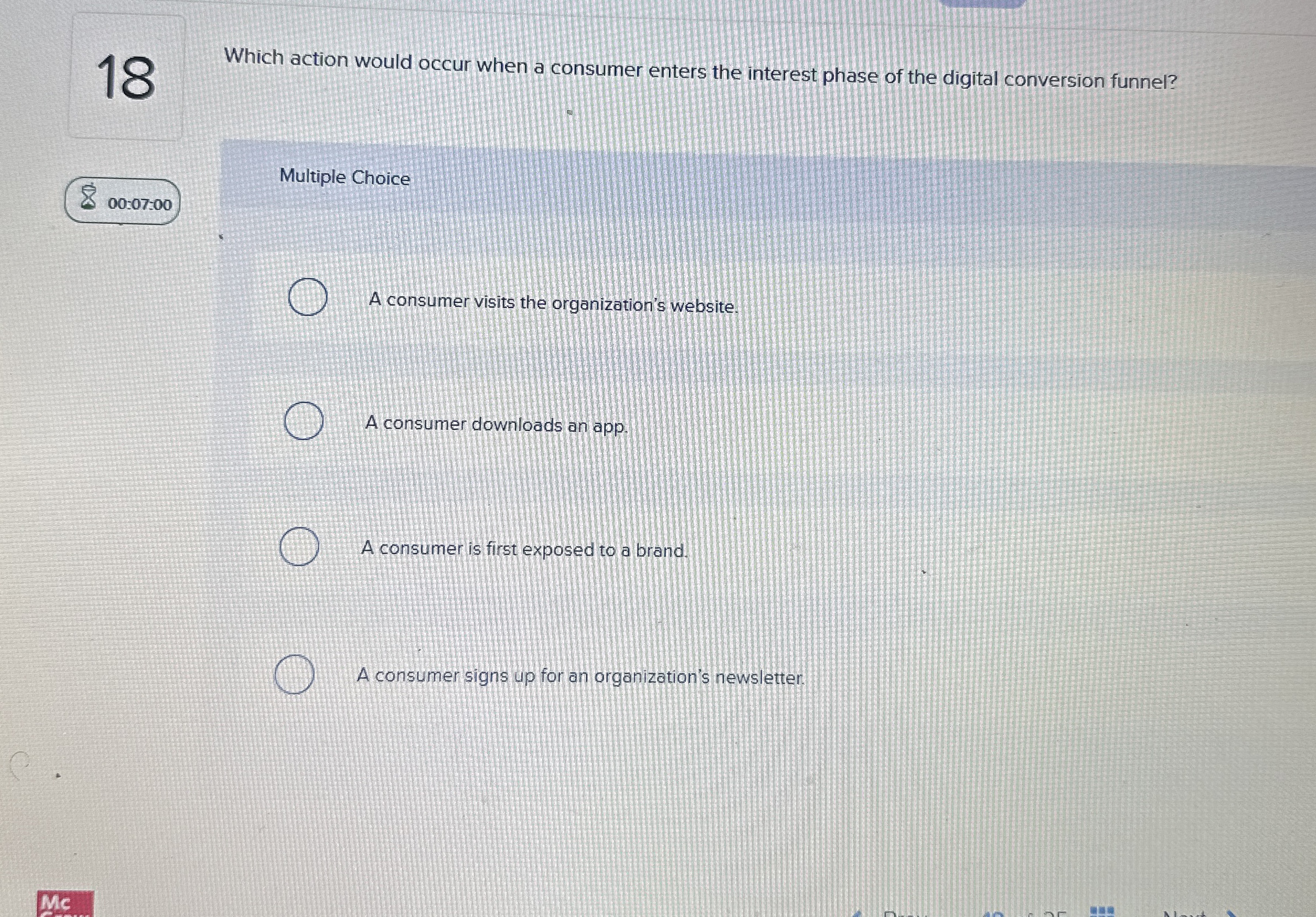  18 Which action would occur when a consumer enters the interest