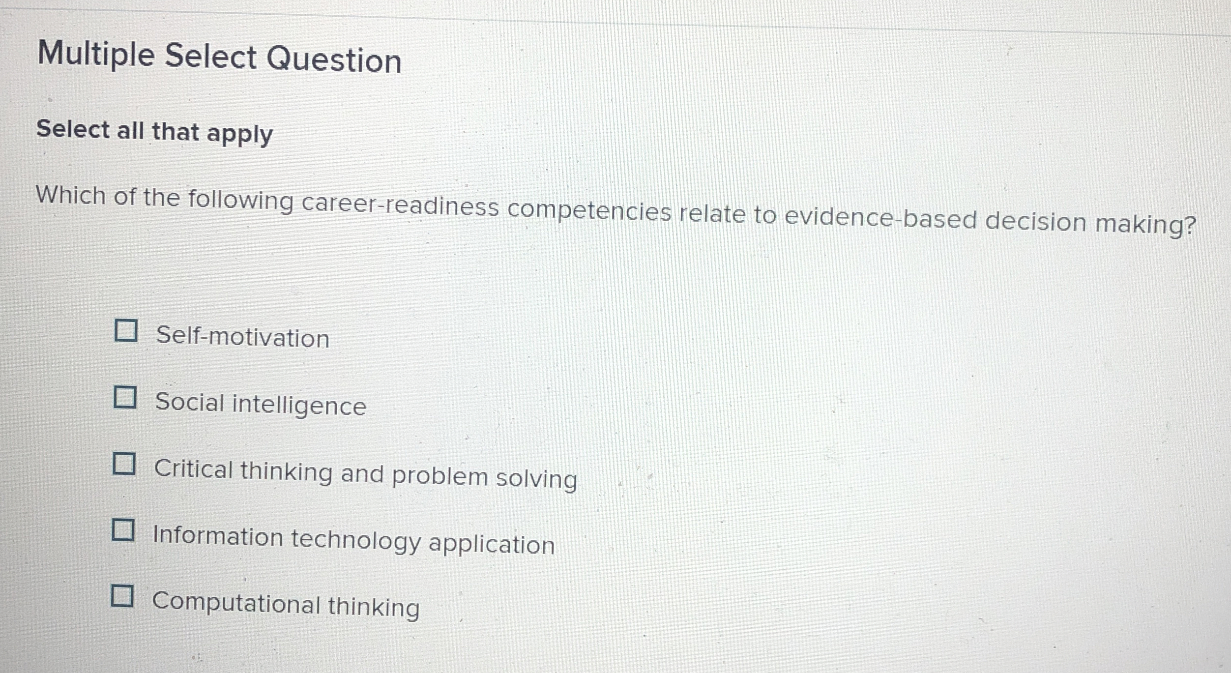  Multiple Select Question Select all that apply Which of the following
