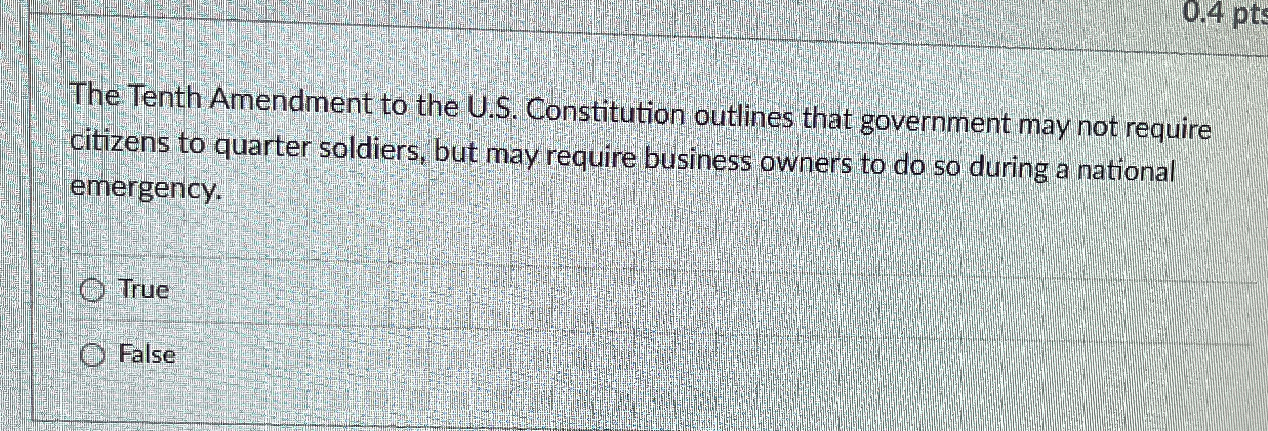  The Tenth Amendment to the U.S. Constitution outlines that government may