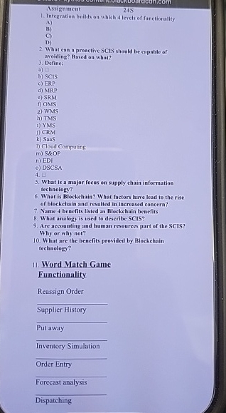  Assignment 248 Integratiou builids on which 4 levels of functionality A)