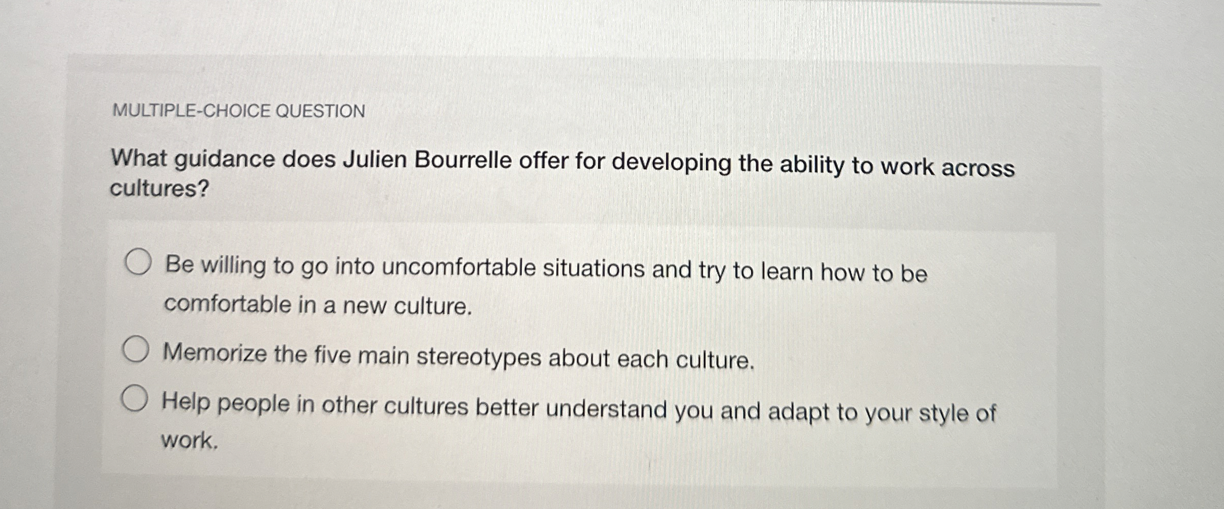  MULTIPLE-CHOICE QUESTION What guidance does Julien Bourrelle offer for developing the