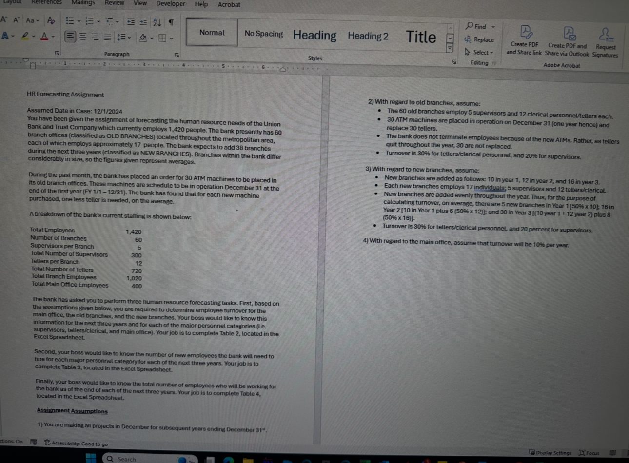  HR Forecasting Assignment Assumed Date in Case: 12/1/2024 You have been