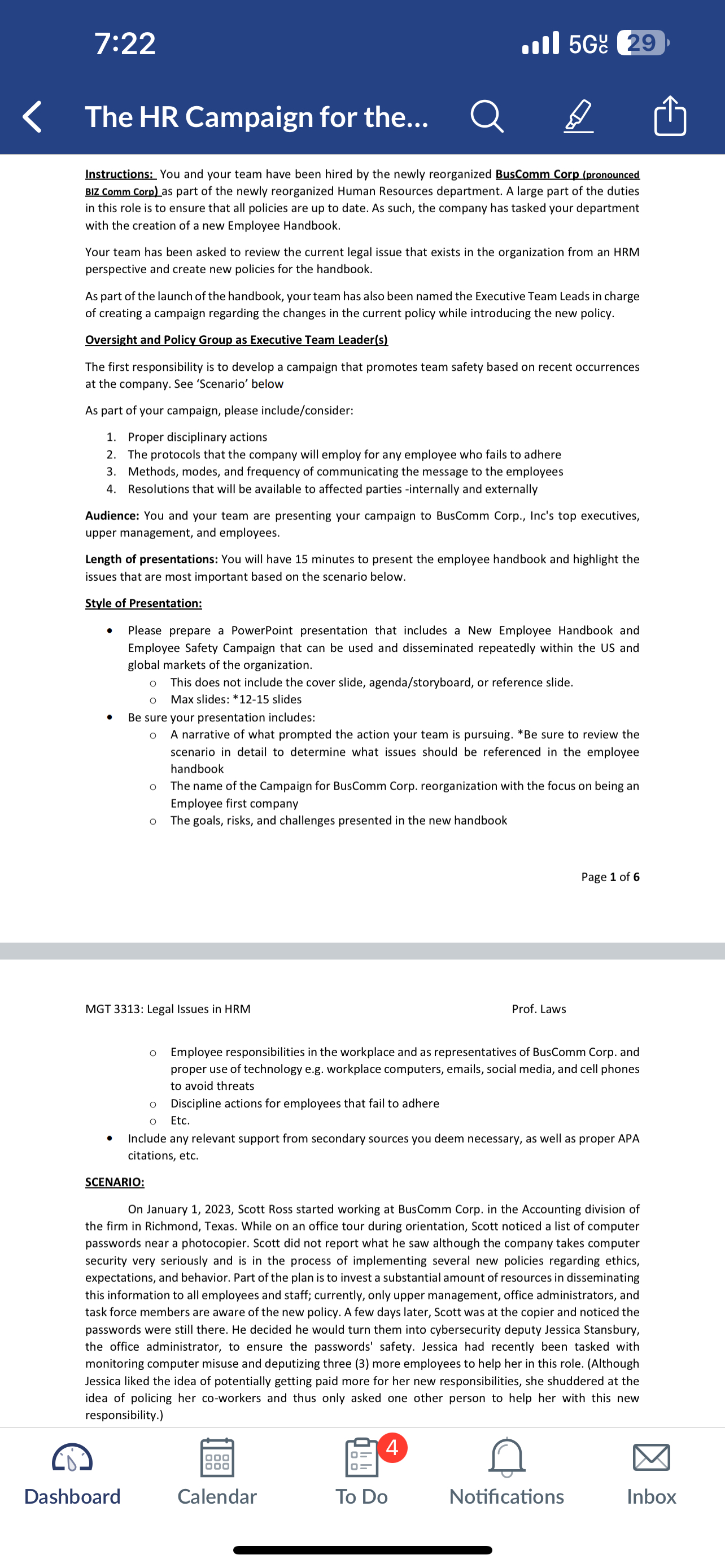  7:22 .5G 29 The HR Campaign for the... Instructions: You and