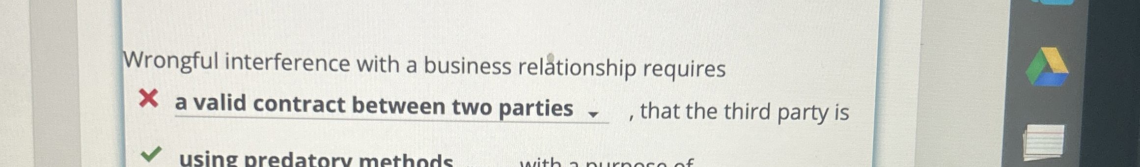  Wrongful interference with a business reltionship requires a valid contract between
