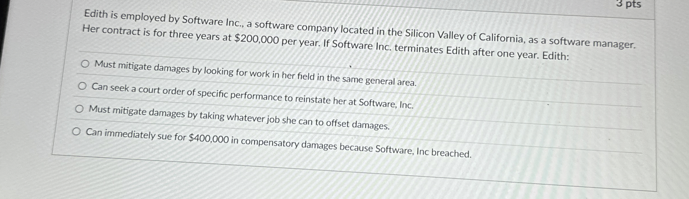  Edith is employed by Software Inc., a software company located in