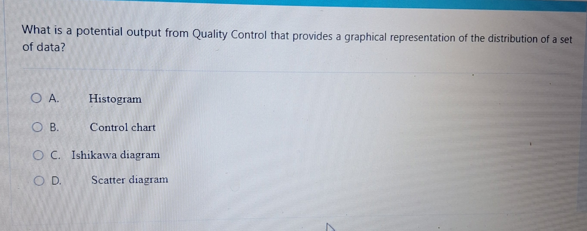  What is a potential output from Quality Control that provides a