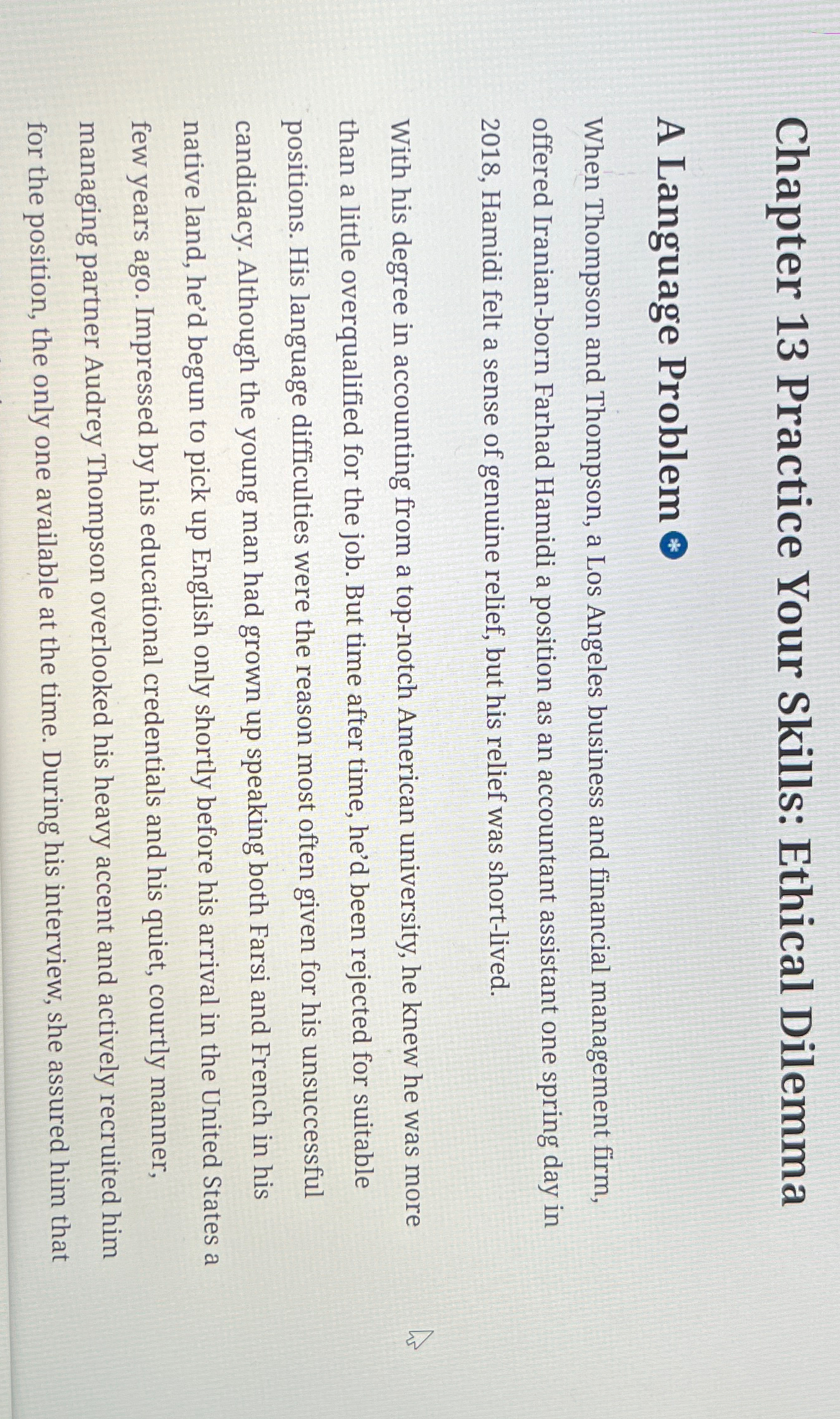  Chapter 13 Practice Your Skills: Ethical Dilemma A Language Problem o.