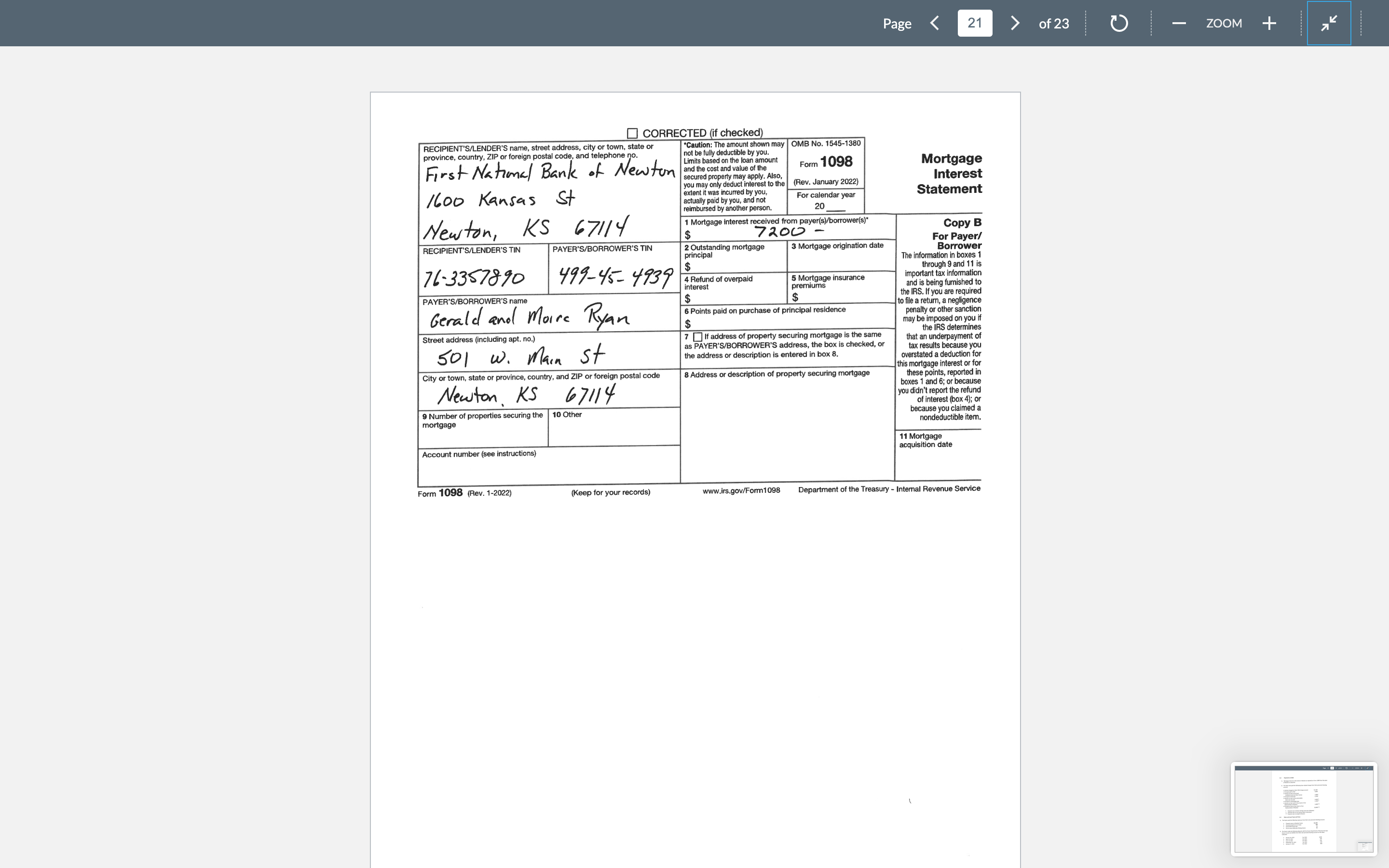 Refund of overpaid 5 Mortgage important tax information interest premiums and is